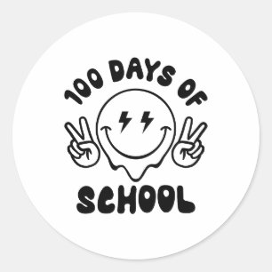 100 dagen schoolretro Smiley Face Ronde Sticker