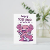 100 dagen schooluitnodiging briefkaart (Staand voorkant)