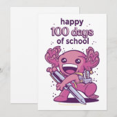 100 dagen schooluitnodiging feestdagenkaart (Voorkant / Achterkant)