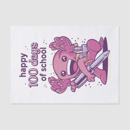100 dagen schooluitnodiging tissuepapier (Voorkant)