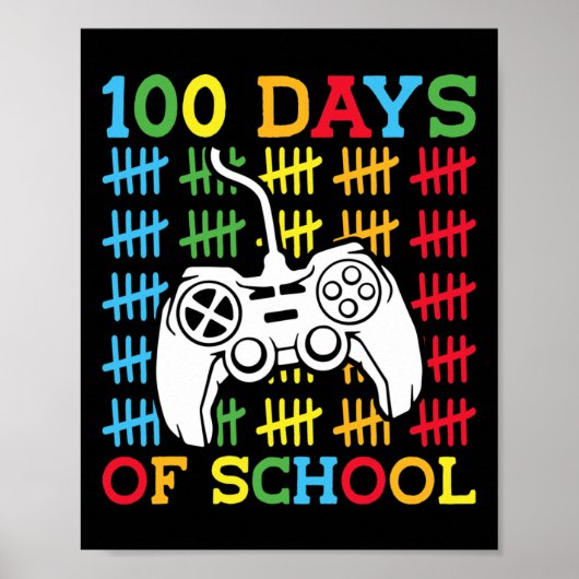 100 dagen schoolvideospellen Controller Gaming K Poster (Voorkant)