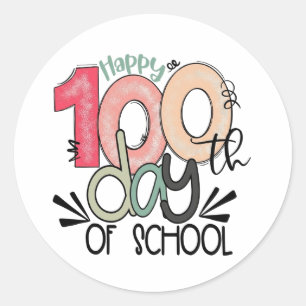 100 dagen schoolviering ronde sticker