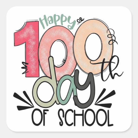 100 dagen schoolviering vierkante sticker (Voorkant)