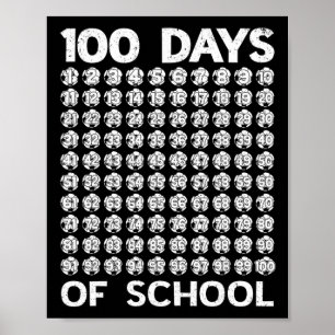 100 dagen schoolvoetbal 100e dag van school jongen poster