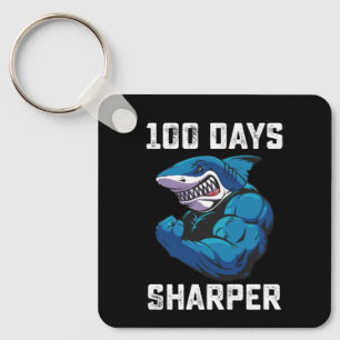 100 dagen Sharper Shark 100e dag van school Gym Sleutelhanger