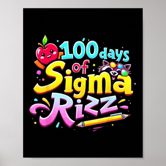 100 dagen Sigma Rizz 100ste dag van de Kinder scho Poster (Voorkant)