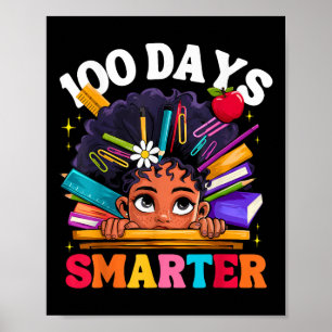 100 dagen slimmer Afro-meisje 100ste schooldag Poster