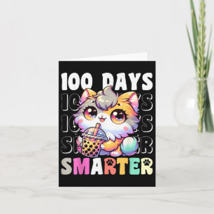 100 Dagen Slimmer Kawaii Kattenkostuum 100ste Dag Kaart