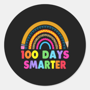 100 dagen slimmere 100e dag schoolregenboog ronde sticker