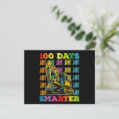 100 dagen slimmere graafmachine 100ste schooldag briefkaart (Staand voorkant)