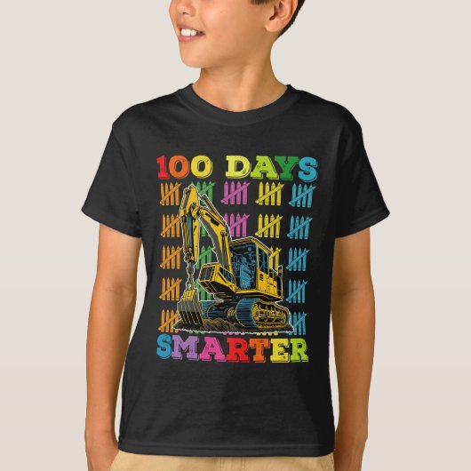100 dagen slimmere graafmachine 100ste schooldag t-shirt (Voorkant)