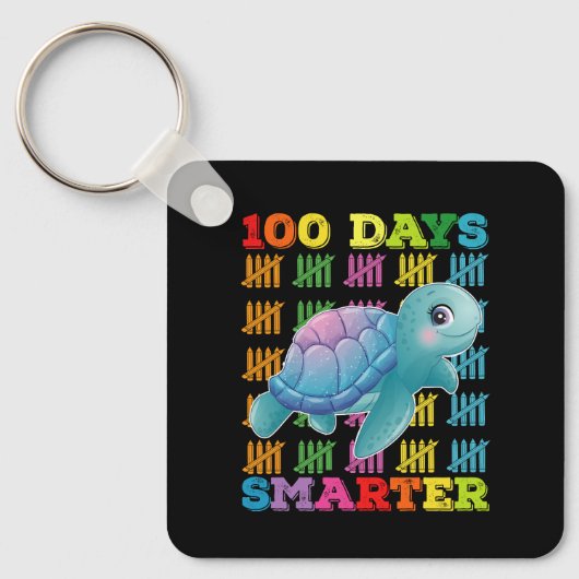 100 dagen slimmere schildpad 100ste schooldag sleutelhanger (Voorkant)
