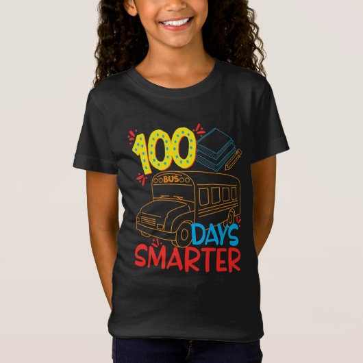 100 dagen slimmere schoolbus t-shirt (Voorkant)