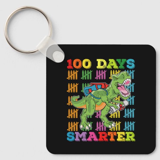 100 dagen Slimmere T Rex Dinosaurus 100th Day Scho Sleutelhanger (Voorkant)