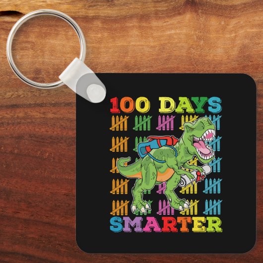 100 dagen Slimmere T Rex Dinosaurus 100th Day Scho Sleutelhanger (Voorkant)