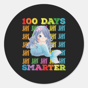 100 dagen slimmere zeemeermin 100e schooldag ronde sticker