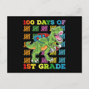 100 dagen van 1e klas T Rex Dinosaur School Briefkaart