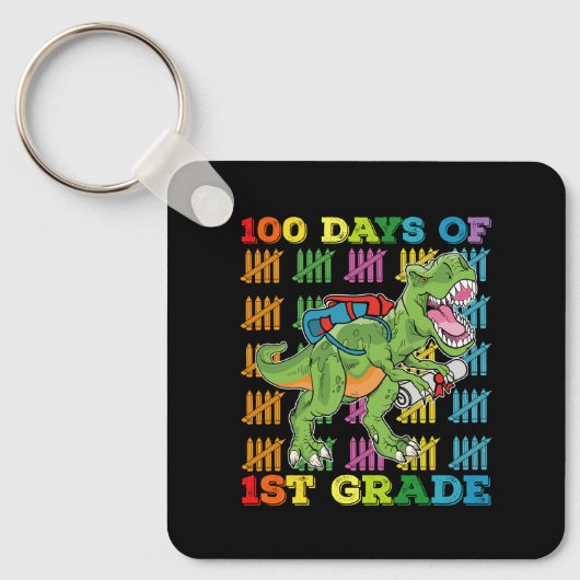 100 dagen van 1e klas T Rex Dinosaur School Sleutelhanger (Voorkant)
