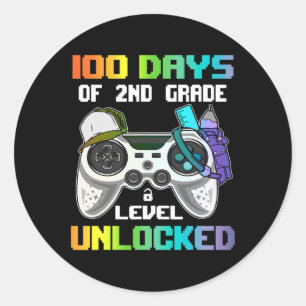 100 dagen van 2e klas niveau ontgrendelde gamer vi ronde sticker