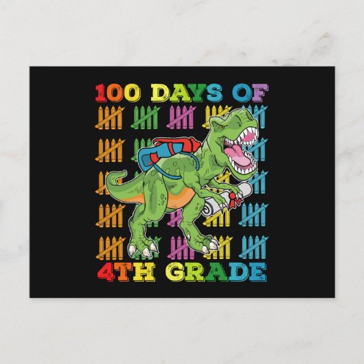 100 dagen van 4e klas T rex dinosaurus school Briefkaart (Voorkant)