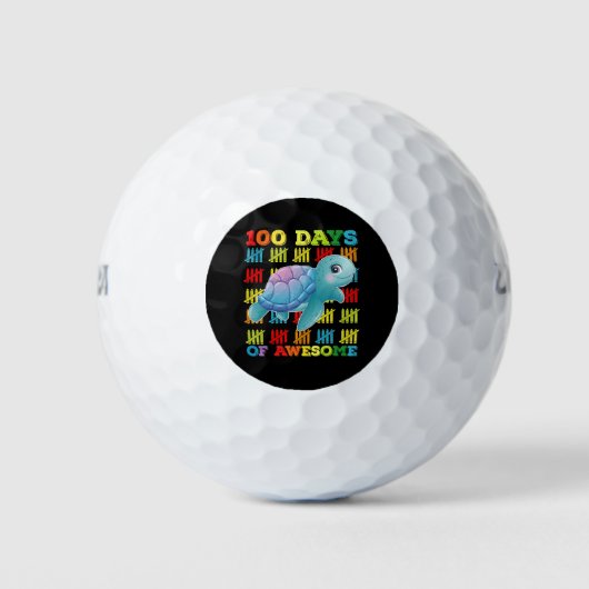 100 dagen van Awesome Turtle 100ste dag van school Golfballen (Voorkant)