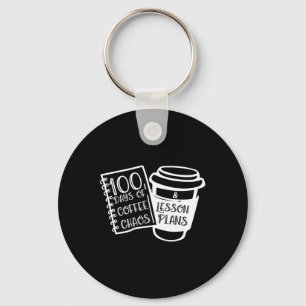 100 dagen van Coffee Chaos Fun Teacher T - shirts Sleutelhanger