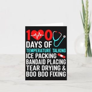 100 dagen van de temperatuur School Nurse 100ste d Kaart