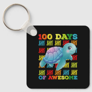 100 dagen van Geweldige schildpad 100ste dag van d Sleutelhanger