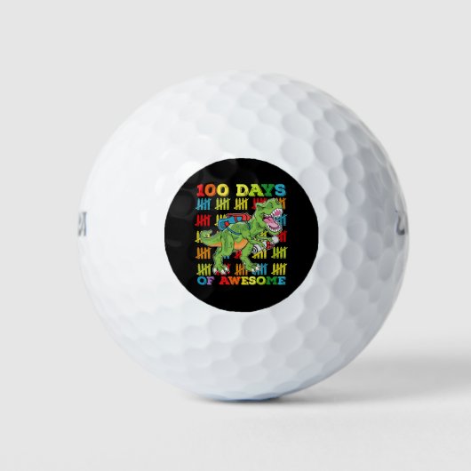 100 dagen van Geweldige T Rex Dinosaurus 100e Scho Golfballen (Voorkant)