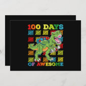 100 dagen van Geweldige T Rex Dinosaurus 100e Scho Kaart (Voorkant / Achterkant)