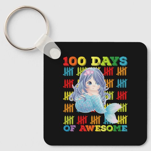 100 dagen van Geweldige zeemeermin 100ste schoolda Sleutelhanger (Voorkant)