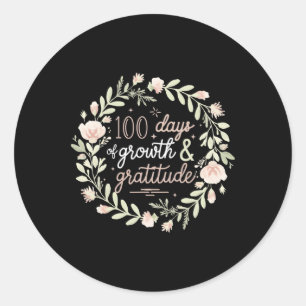 100 dagen van groei en dankbaarheid Boho Floral Te Ronde Sticker