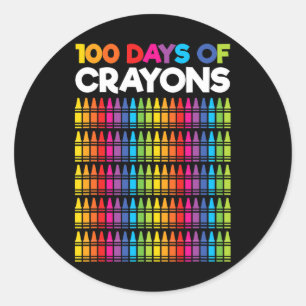 100 dagen van krijtjes voor meisjes Kinder 100ste Ronde Sticker