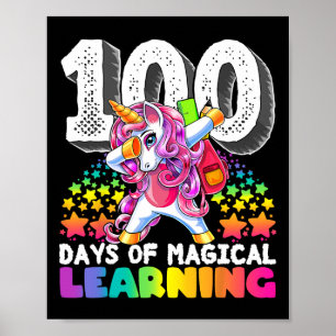 100 dagen van magisch leren dabbing eenhoorn cadea poster