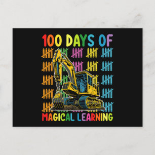 100 dagen van magisch leren graafmachine school briefkaart