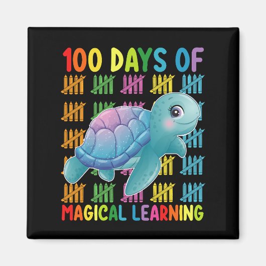 100 dagen van magisch leren schildpad school magneet (Voorkant)