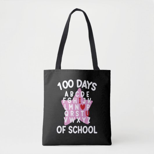 100 dagen van school alfabet 100e dag leraar draagtas (Voorkant)