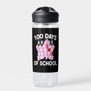 100 dagen van school alfabet 100e dag leraar waterfles