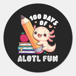 100 dagen van school Axolotl Gelukkige 100e dag le Ronde Sticker