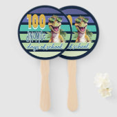 100 Dagen van School Dinosaurus School Party Handwaaier (Voorkant en achterkant)