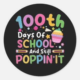 100 dagen van school en nog steeds poppin' meisje ronde sticker