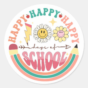 100 Dagen van School Gelukkige Retro Groovy Ronde Sticker