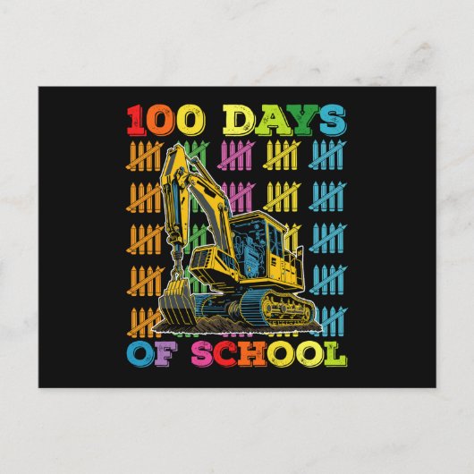 100 dagen van school graafmachine school leraar briefkaart (Voorkant)