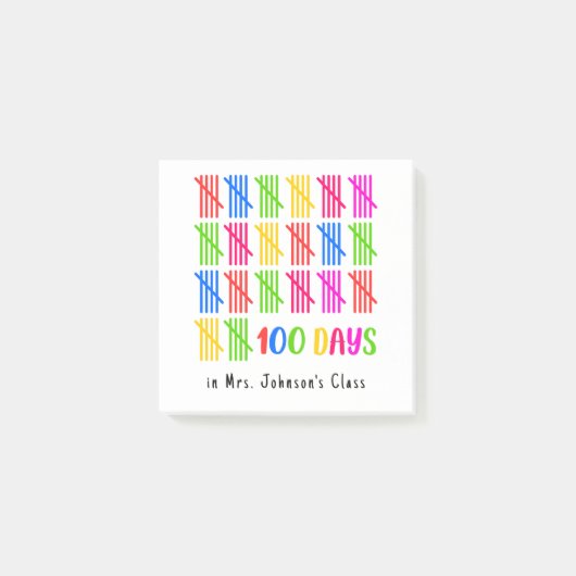 100 Dagen van School Kleurrijke Tally Mark Post-it® Notes (Voorkant)