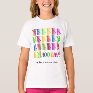 100 Dagen van School Kleurrijke Tally Mark T-shirt