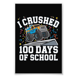 100 Dagen van School Monster Truck 100th Day Schoo Foto Afdruk