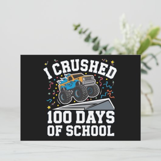 100 Dagen van School Monster Truck 100th Day Schoo Kaart (Staand voorkant)