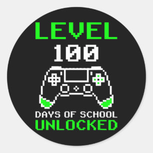 100 dagen van school ontgrendelde gamer videogames ronde sticker