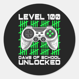 100 dagen van school ontgrendelde gamer videogames ronde sticker