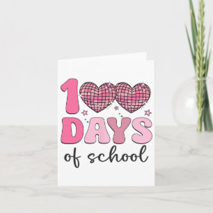 100 dagen van school retro disco harten 100ste dag kaart